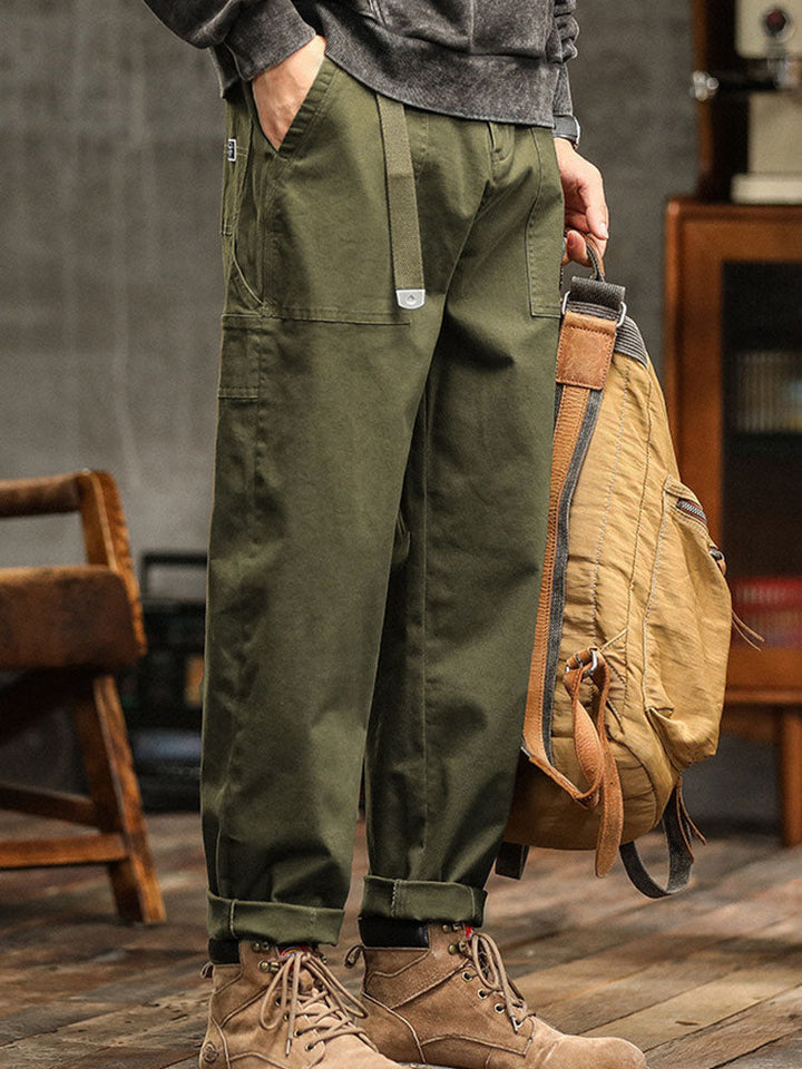 Men's black vintage utility pants, relaxed fit, ideal for casual everyday wear.