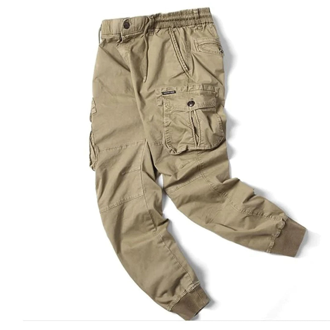 Stylish men's cargo jogger pants with multiple pockets, perfect for casual wear and utility.