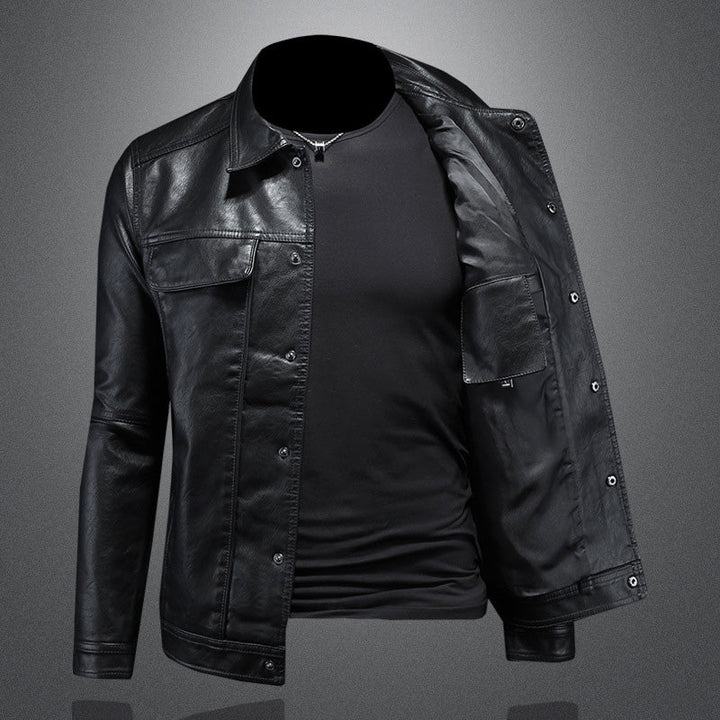 Detail shot of the buttons on a men's casual jacket, essential fall fashion outerwear.