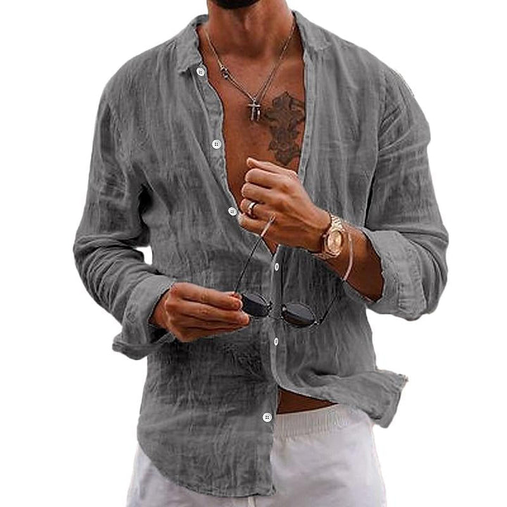 Men's casual button-up summer shirt, relaxed fit, perfect for beachwear and vacations.
