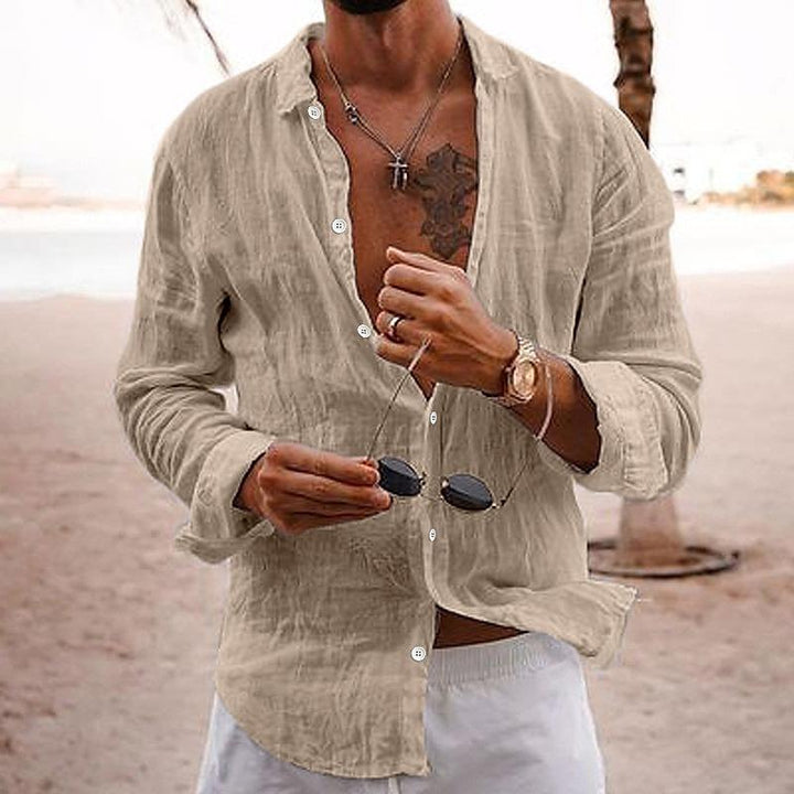 Enjoy summer comfort with this men's relaxed fit casual button-up shirt, lightweight and breathable for hot days.