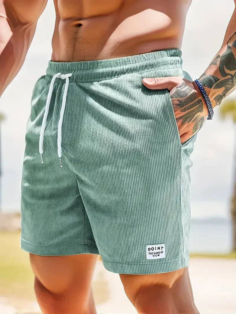 Men's everyday summer shorts, relaxed fit, comfortable with a drawstring and practical pockets.