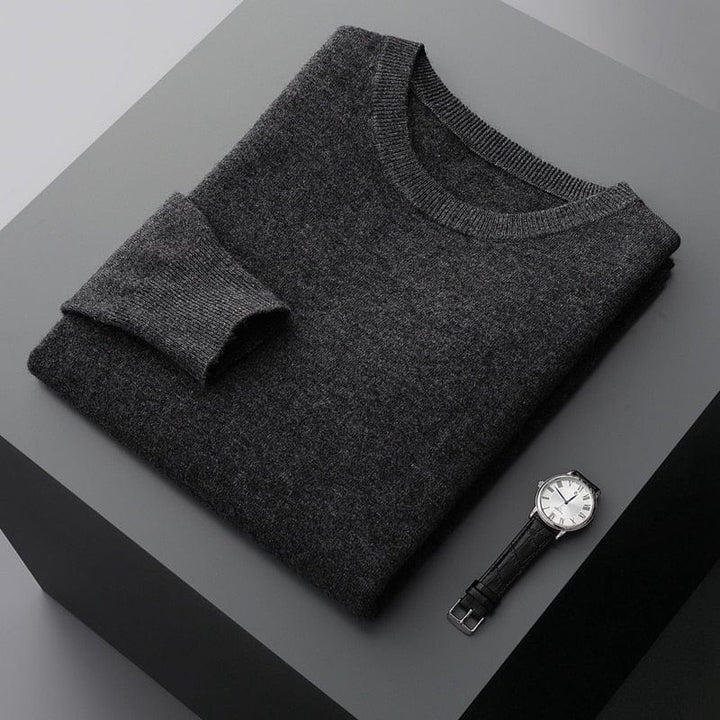 Close-up of the textured knit pattern on a men's casual long sleeve sweater, ideal for everyday wear.