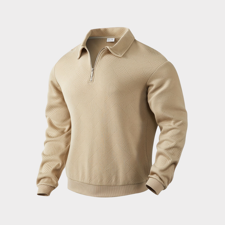 Men's fashion: casual textured half-zip pullover in a medium gray, ideal for comfort