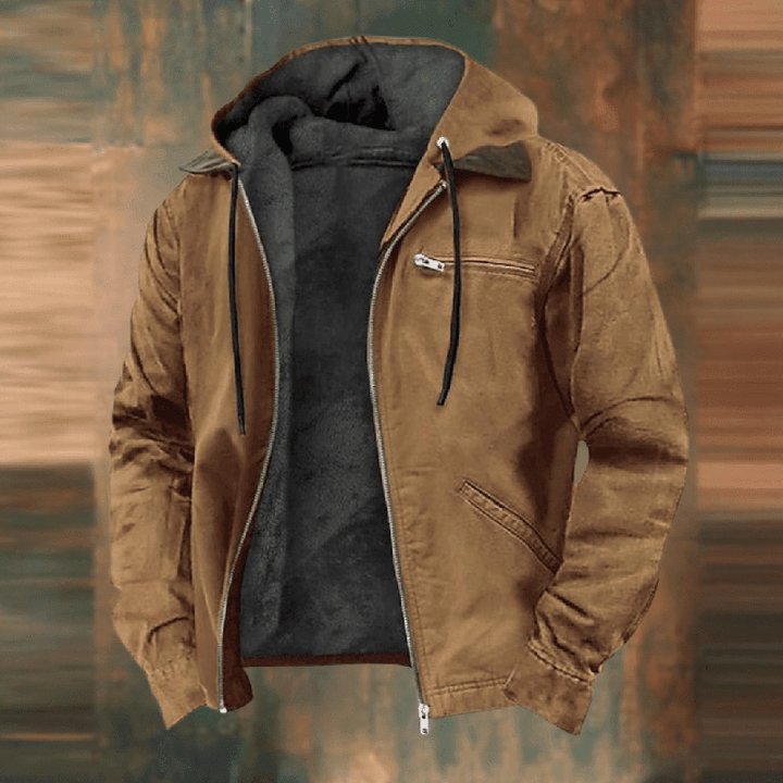 Men's casual zip-up hooded jacket in grey, ideal for everyday wear and comfort