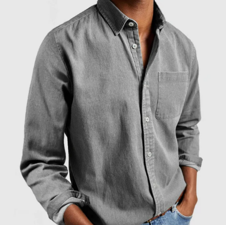 Classic men's long sleeve button-down shirt, ideal for a refined casual or smart office look.