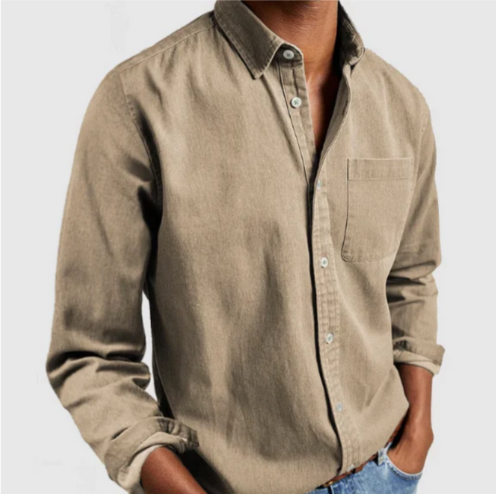 Men's essential long sleeve button-down shirt, great for everyday style and professional wear.