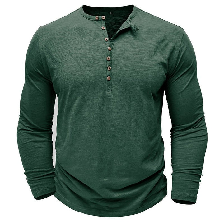Comfortable men's henley top, perfect for a relaxed weekend look.