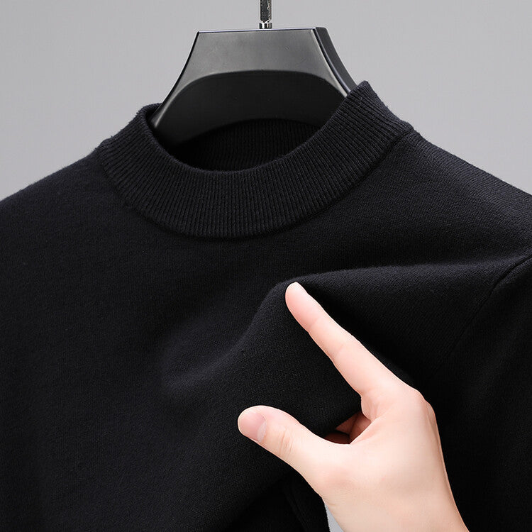 Durable men's classic mock neck pullover sweater, comfortable long sleeve for everyday fall and winter wear.