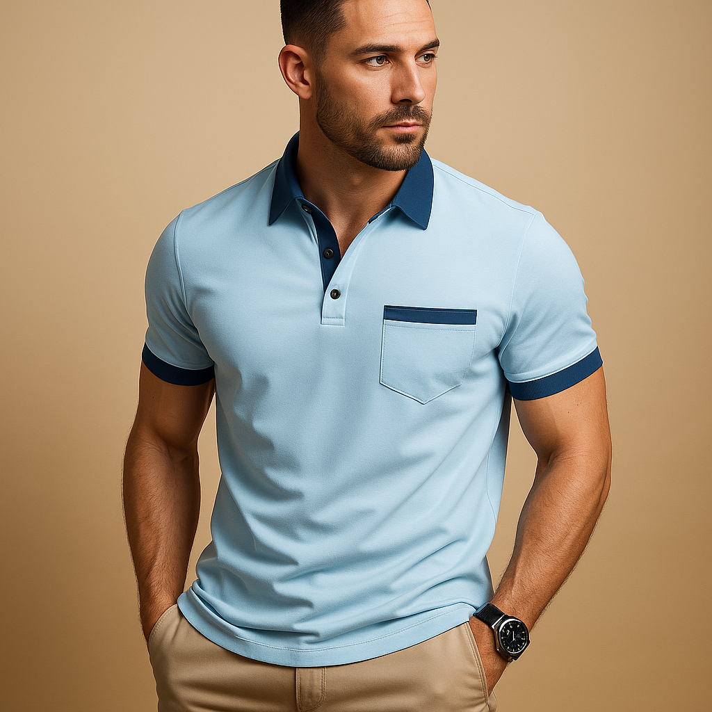 Stylish men's classic polo shirt with short sleeves. Perfect for smart casual or everyday wear, a versatile collared shirt.