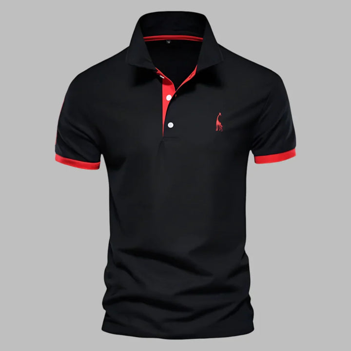 Tailored men's polo shirt, short sleeve, offers a smart, sleek fit for versatile smart-casual styling.