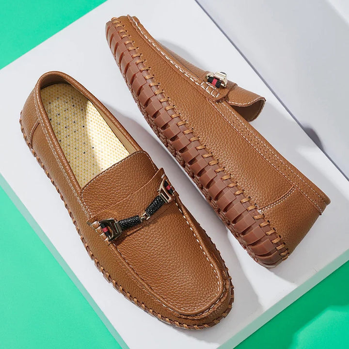 Front view of men's black leather bit loafers, a staple in any man's classic footwear collection