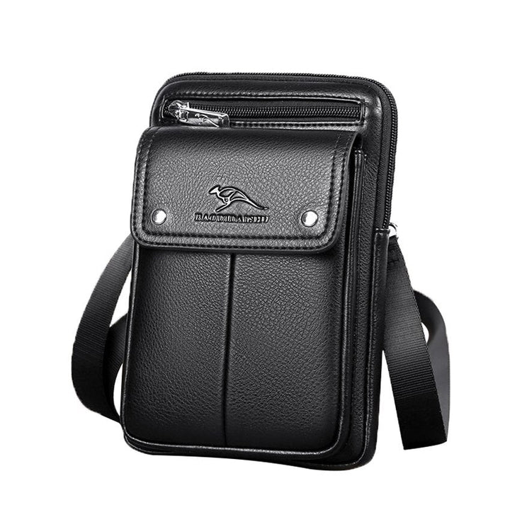 Men's compact PU leather crossbody bag with adjustable strap for daily essentials.