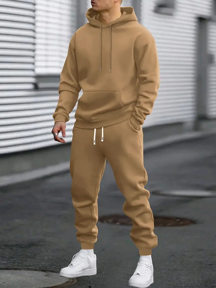 Two-piece men's athletic jogger set with a comfortable lounge sweater for casual wear
