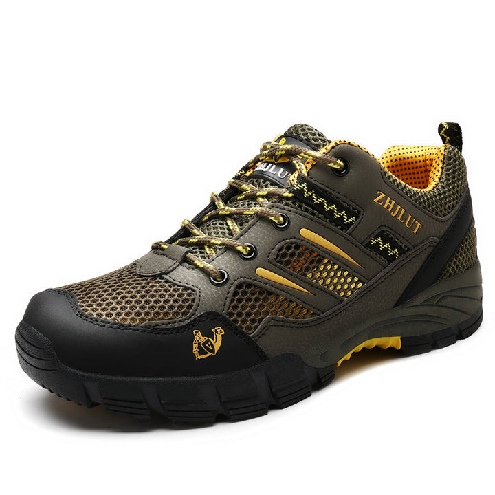 Durable Elric men's waterproof hiking boots with robust profile sole, ideal for rugged trails & all-weather trekking.