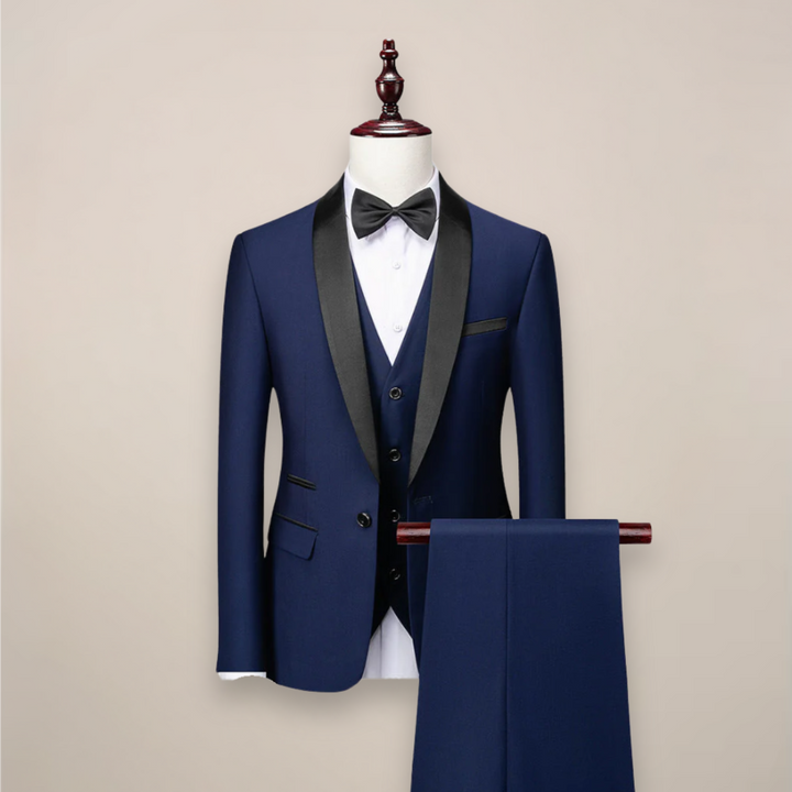 Close-up of a men's formal tuxedo lapel and vest, ideal for spring fashion and special occasions.