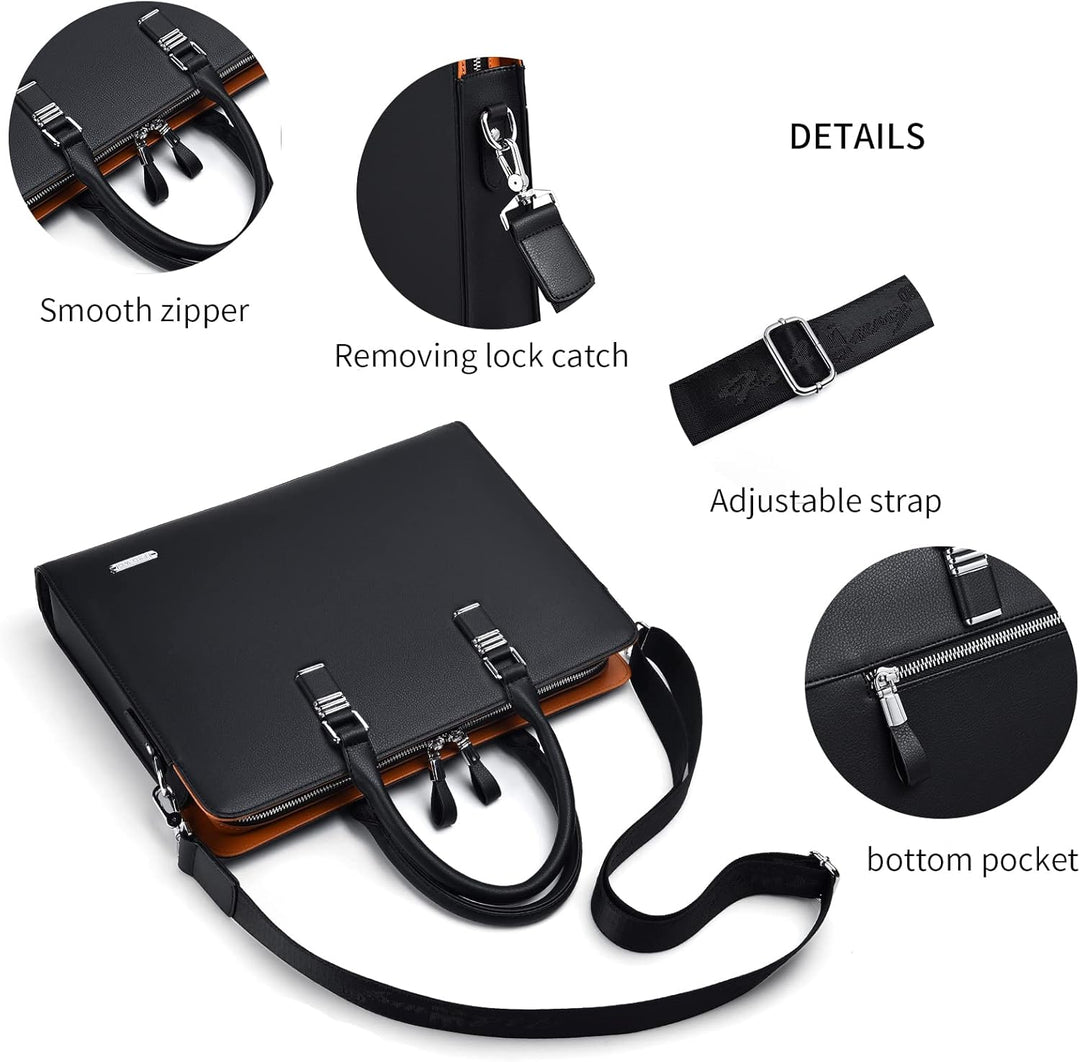 Men's professional genuine leather multi-compartment work bag.