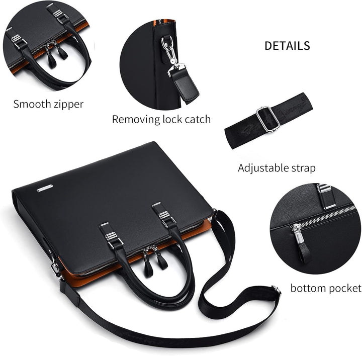 Men's professional genuine leather multi-compartment work bag.