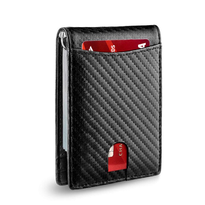 Stylish men's front pocket wallet in leather, minimalist design, RFID protection