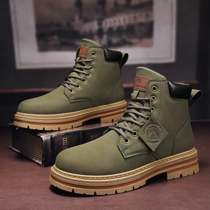 Men's heavy duty brown lace-up ankle boots, ready for outdoor adventures and everyday rugged style