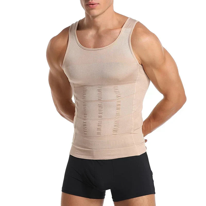 Breathable fabric of Massimo men's invisible compression undershirt for all-day comfort & effective slimming.