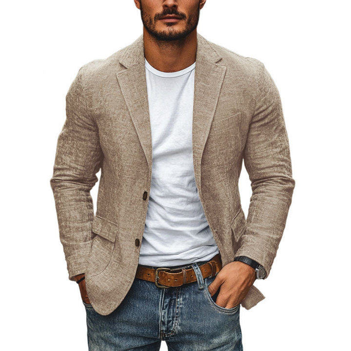 Stylish men's lightweight blazer, perfect for summer wedding attire, smart casual, or formal warm weather occasions.