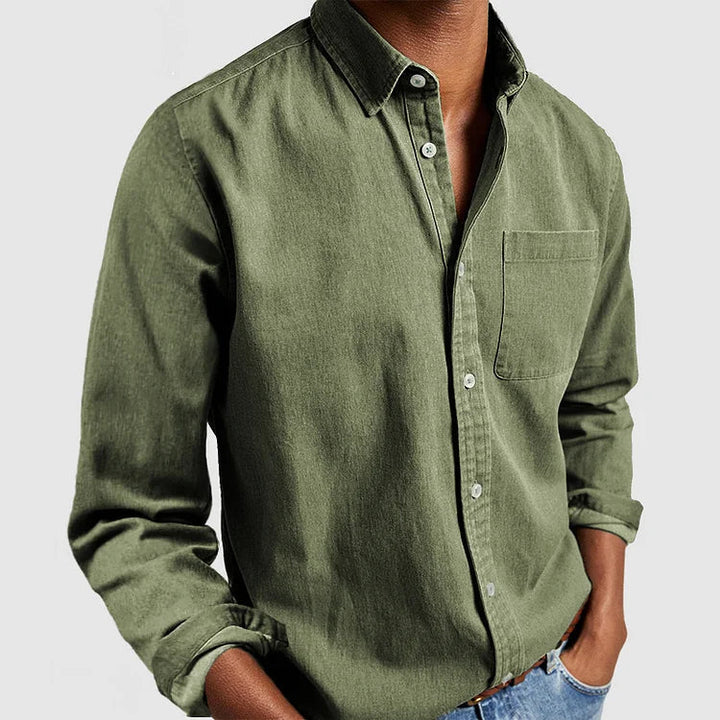 Stylish men's casual long sleeve shirt, button-down design for a relaxed yet polished everyday look.