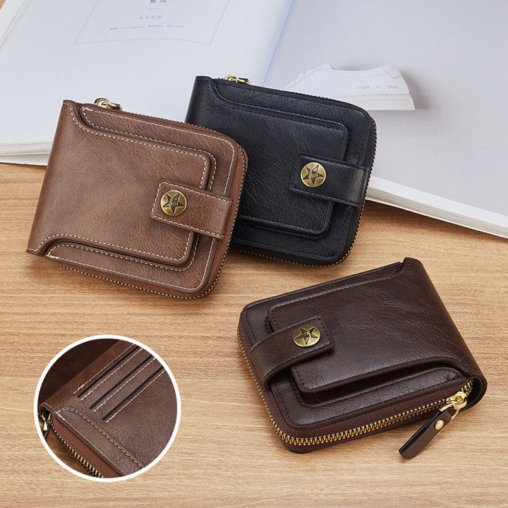 Men's multi-card zipper wallet, a stylish and practical accessory for everyday carry.
