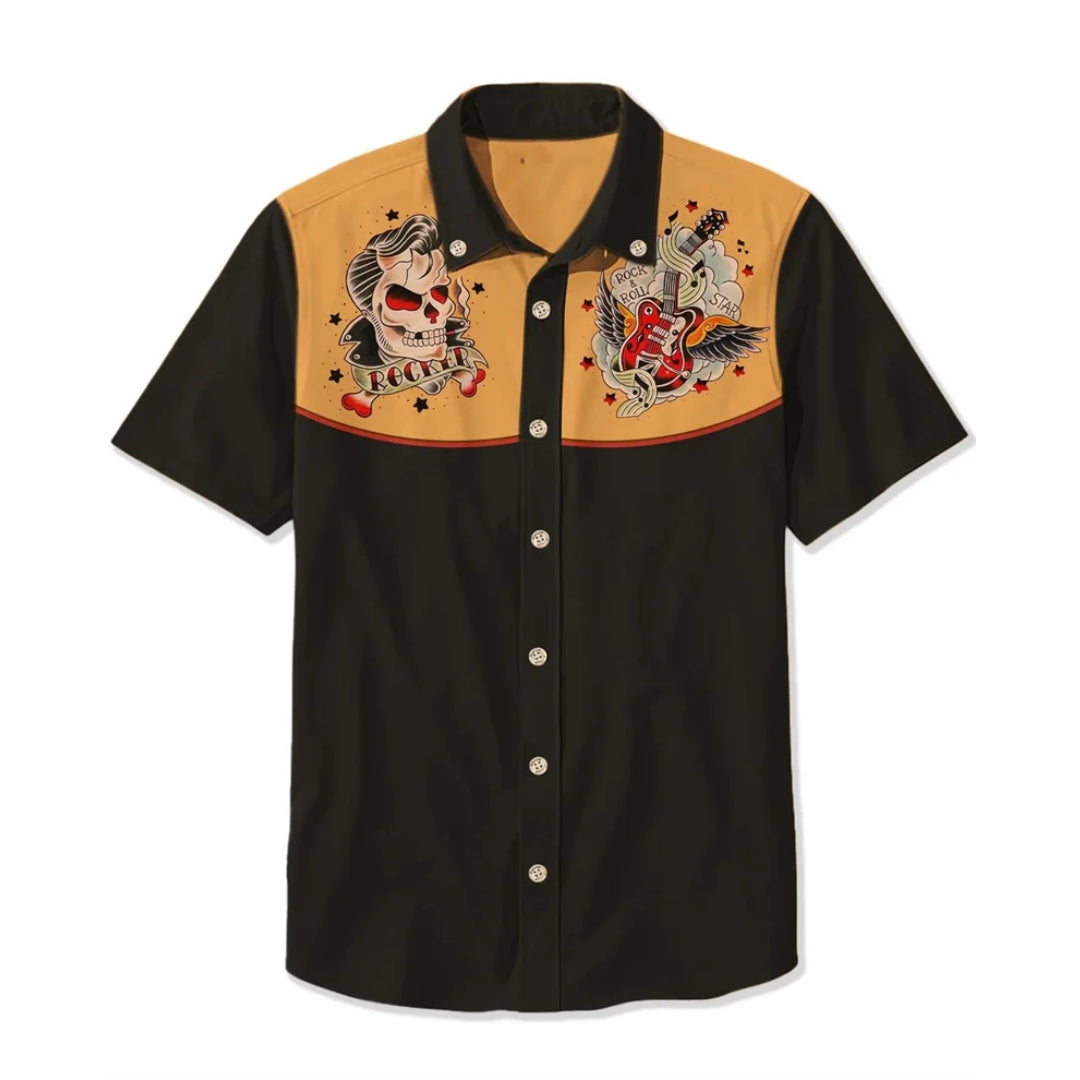 Classic men's western shirt, long sleeve, featuring unique embroidered designs and button-down front.