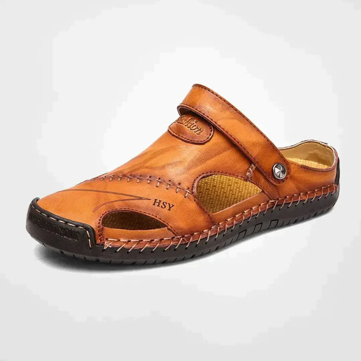 Durable men's closed-toe hiking sandals, featuring orthopedic arch support for ultimate outdoor protection.