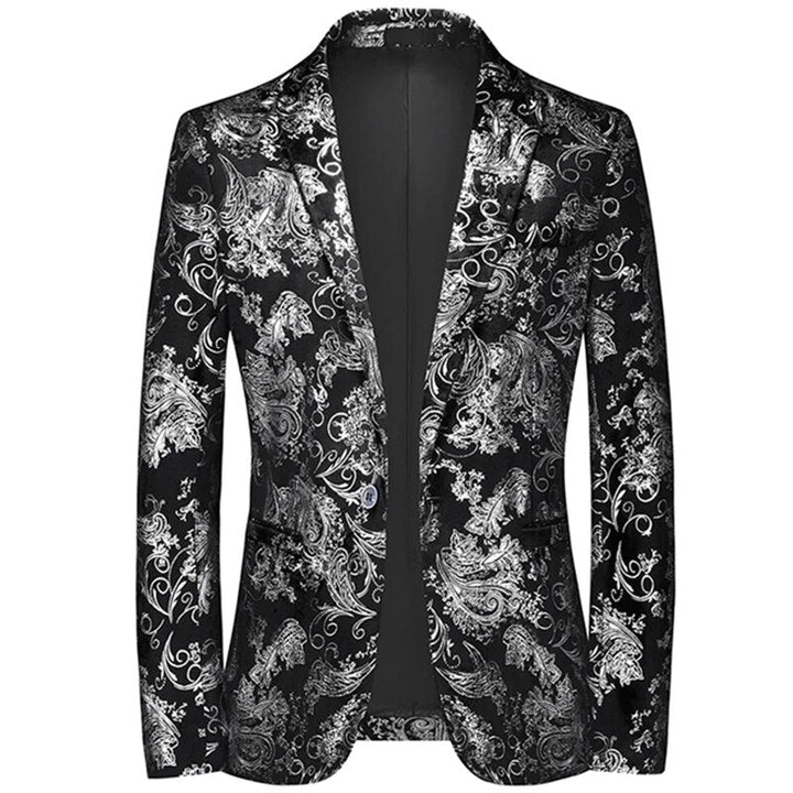 Men's patterned slim-fit blazer, Ilyas style, perfect for modern business & smart casual outfits. Tailored jacket.