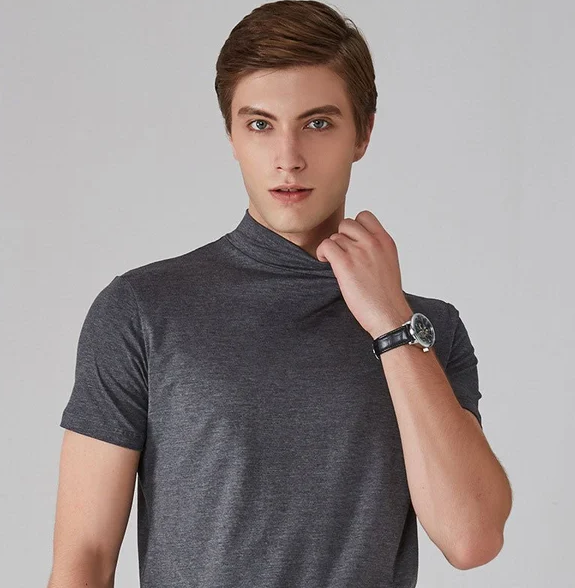 Men's long sleeve workout top. Performance turtleneck for fitness, running & sports. Moisture-wicking fabric.