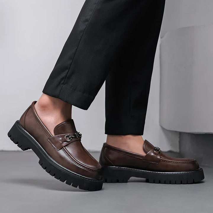 High-quality men's dress loafers, polished finish, providing a comfortable and professional slip-on shoe.