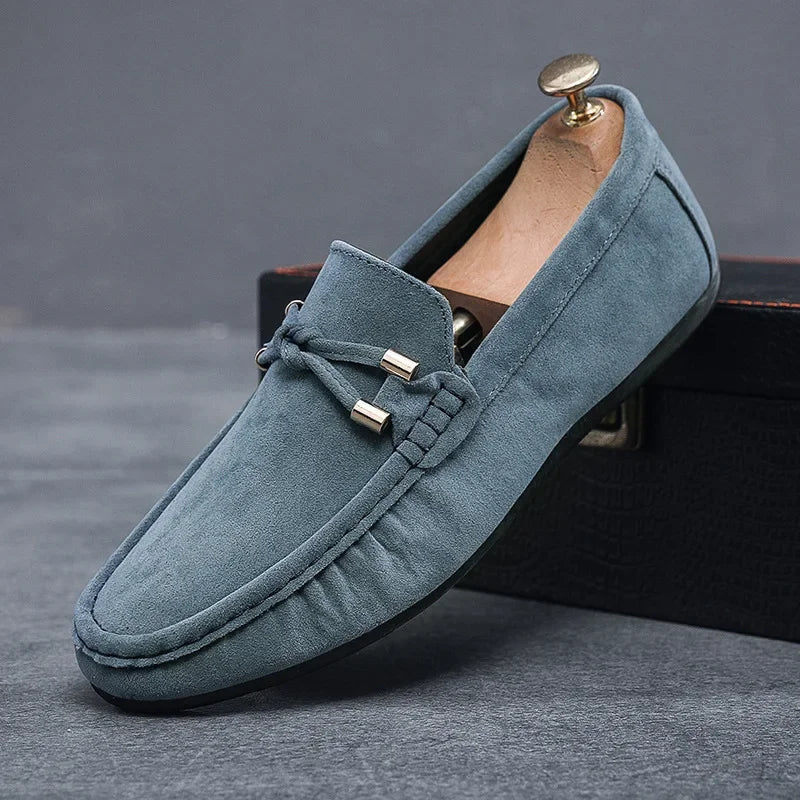 Men's premium breathable classic black leather loafers, perfect for casual or dress wear