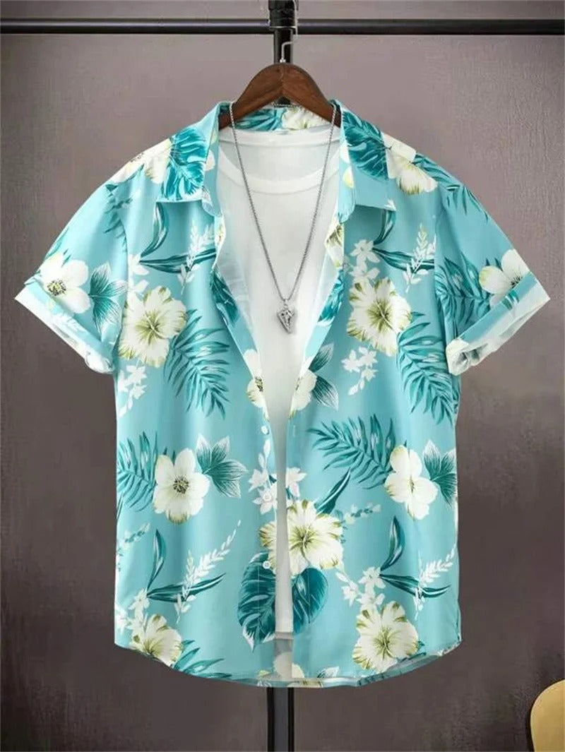 Modern men's patterned summer shirt, short sleeve, perfect for leisure.
