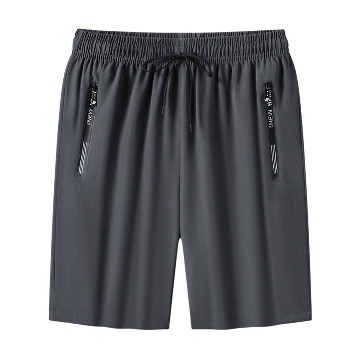 Close-up of stitching on men's quick dry athletic shorts, ensuring durability and quality construction.