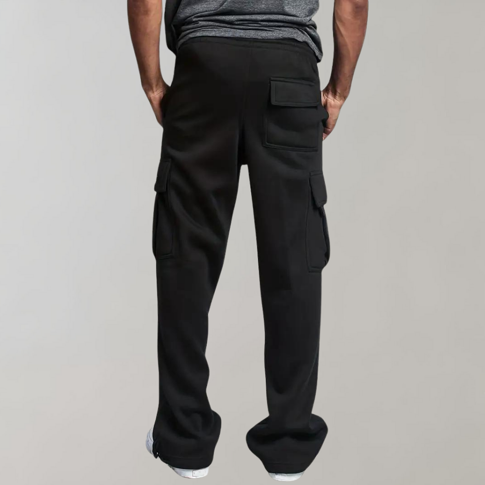 Close-up of the durable fabric and stitching on men's casual relaxed fit cargo pants
