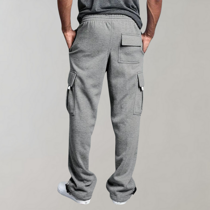 Full shot of men's relaxed fit cargo pants, ideal for streetwear and comfortable casual wear