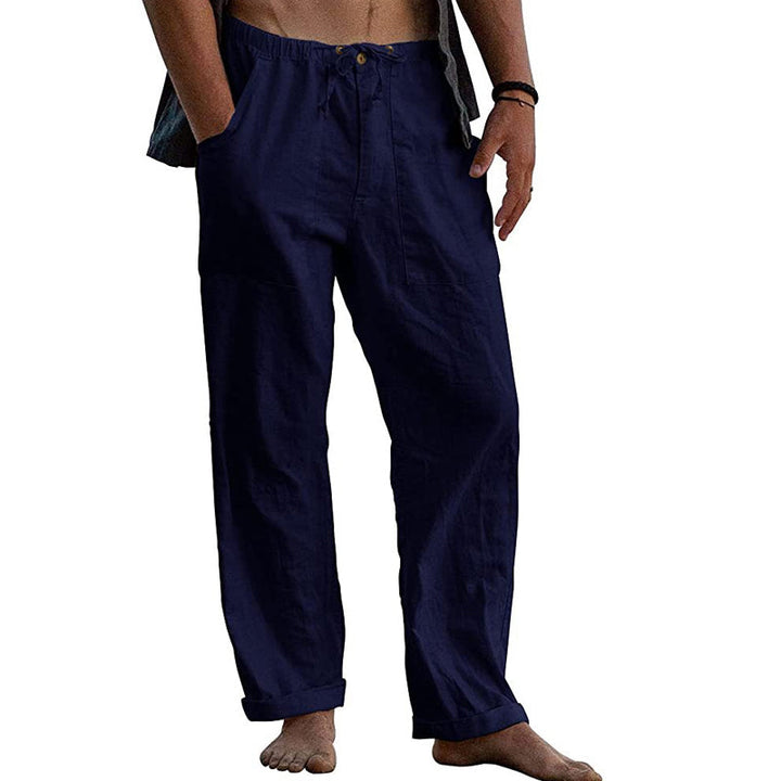 Versatile men's drawstring pants, great for casual wear, summer apparel & beach trips.