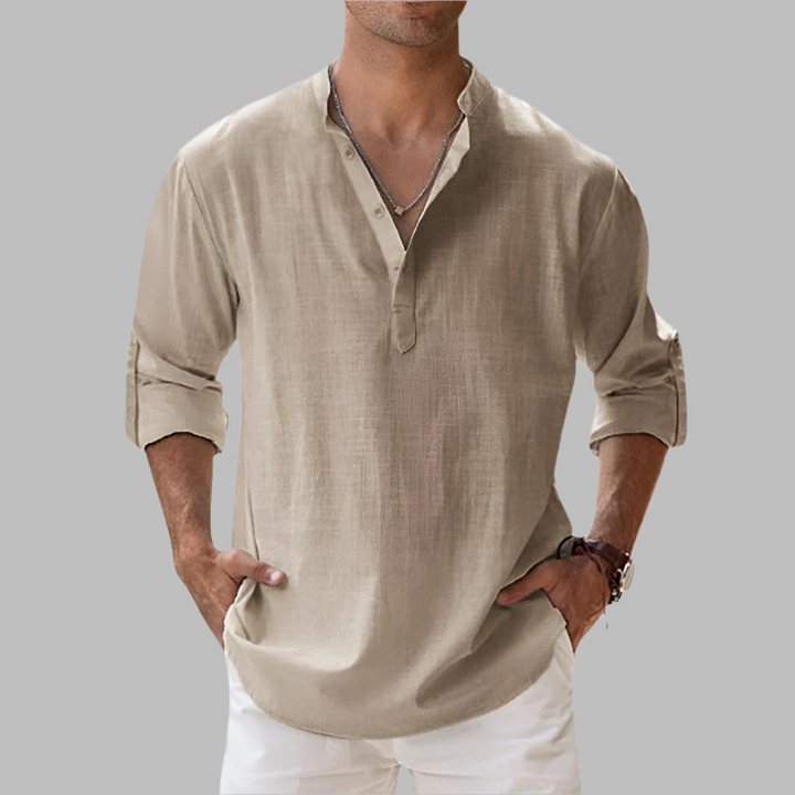 New men's relaxed fit summer shirt. Breathable, stylish button-down, ideal for casual beach wear & vacations.