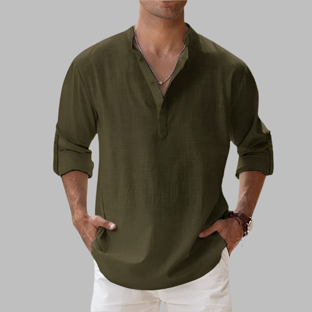 Stylish men's relaxed fit summer shirt. Lightweight, breathable button-down, perfect for casual spring & beach outfits.