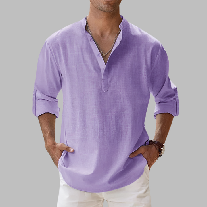 Versatile men's summer shirt. Relaxed fit, lightweight, & breathable button-down for casual or beach style.