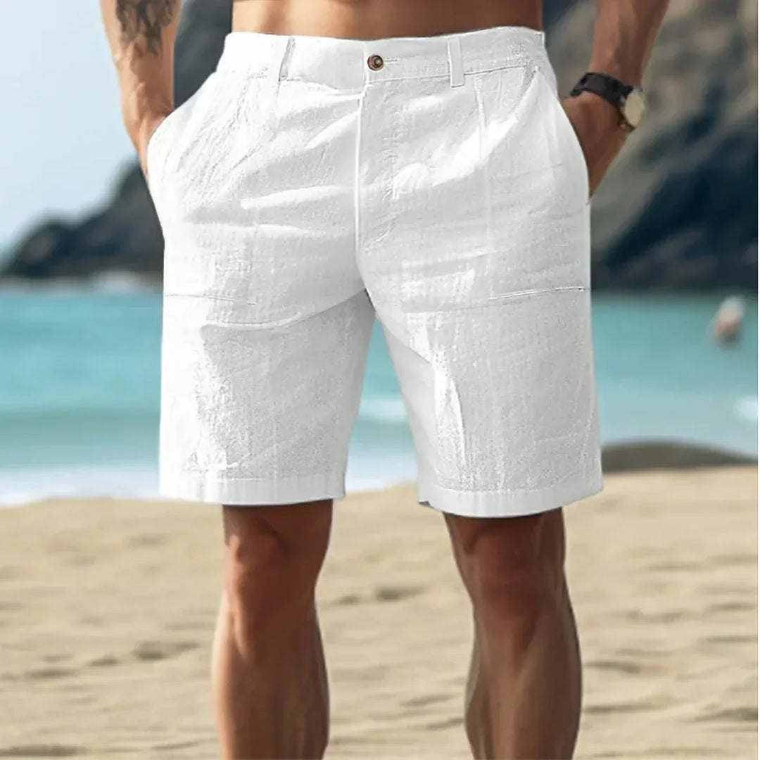 Men's relaxed fit summer shorts with convenient side pockets, ideal for casual warm weather comfort.