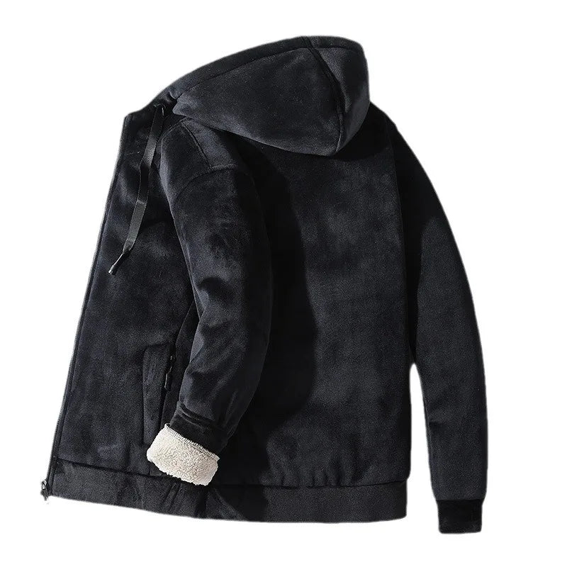 Back view of a casual men's insulated jacket, ideal for everyday winter wear