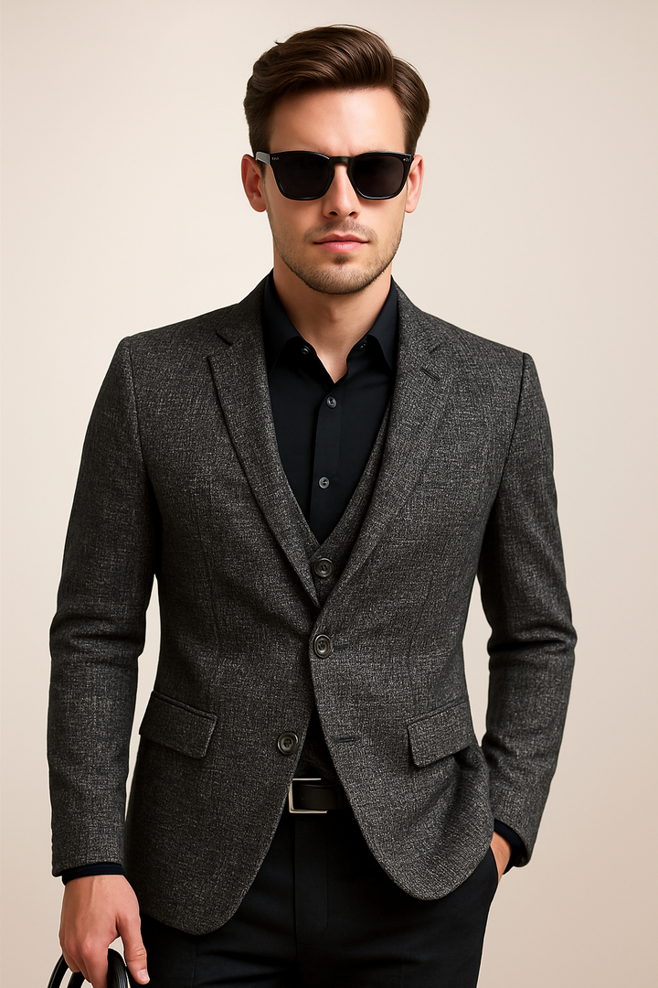 Classic men's blazer in a slim fit, perfect spring outerwear for modern men