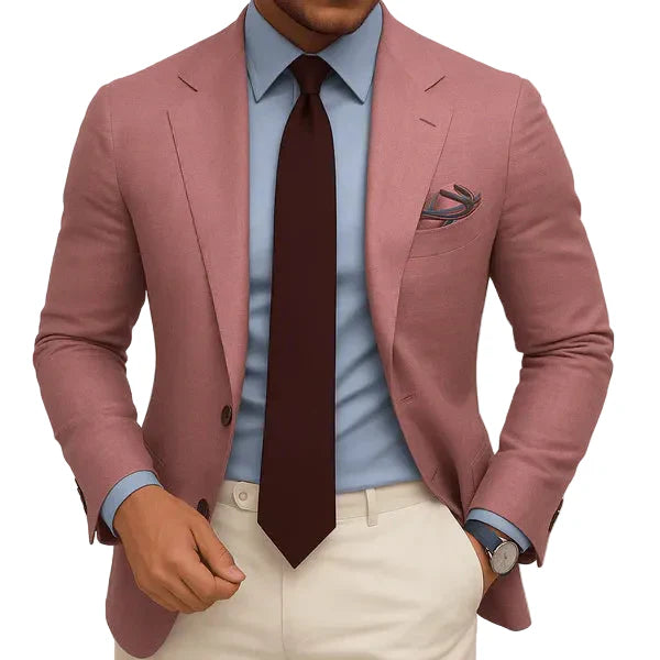 Sharp men's slim fit blazer featuring a distinct check pattern. Perfect tailored jacket for modern fashion.