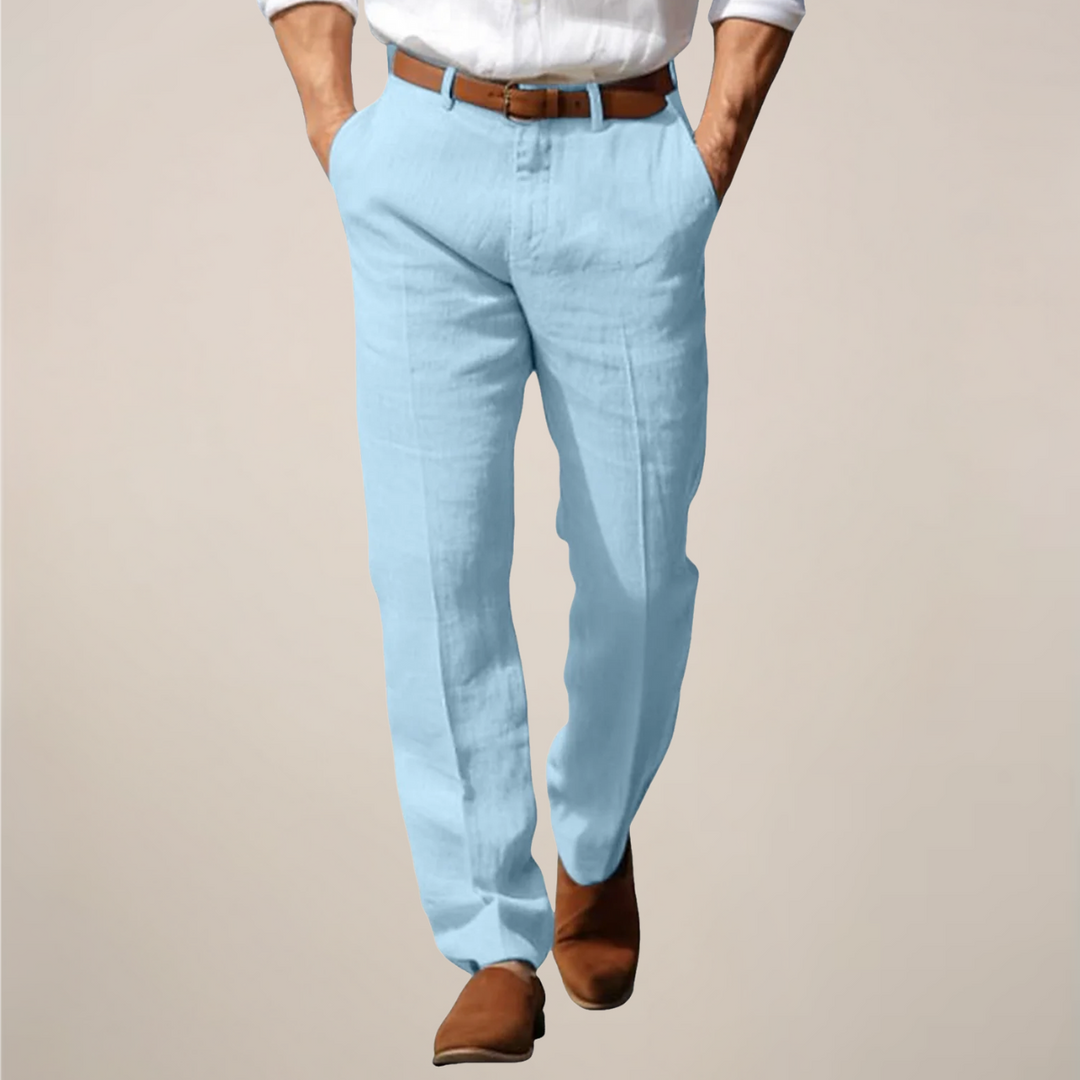 Versatile straight-leg pants for men. Lightweight & comfortable, suitable for casual or smart casual everyday wear.