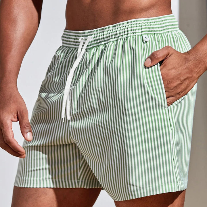 Relaxed fit men's summer shorts. Comfortable beachwear & casual fashion for warm weather. Stylish & versatile.