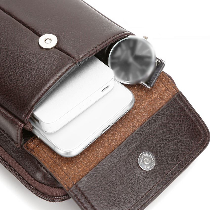 Black PU leather men's crossbody messenger bag, compact & organized for daily carry.