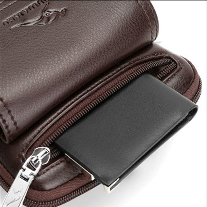 Stylish brown PU leather men's crossbody bag, perfect for organizing essentials on the go.